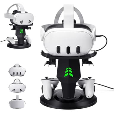 Lampelc VR Headset Charging Dock for Meta Quest 3S/3/2, VR Charging Station Stand, VR Accessories, Supports Charging Headset with Type C Cable