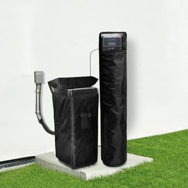 Sobana Water Softener Cover,Outdoor Insulated Water Softener Tank Cover with Top Transparent PVC Window + Brine Tank Cover with Split Zipper Opening - Prevent Sweating (Black)