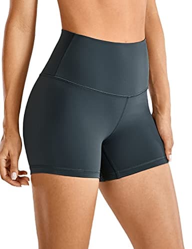 CRZ YOGA Women's Naked Feeling Biker Shorts - 4 Inches High Waist Yoga Workout Running Gym Spandex Melanite Medium