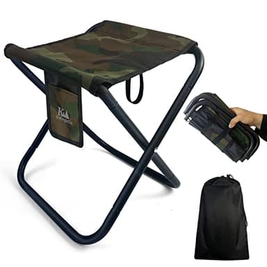 K-MingleSo Upgraded Portable Folding Stool, 13 Inch Camping Stool for Adults Fishing Hiking Gardening and Beach with Carry Bag, Hold Up to 450lbs[Camo]