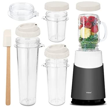 Tribest PB-430GY-A Personal Blender II, Mason Jar Ready Personal Blender with Mason Jar Mug, Gray