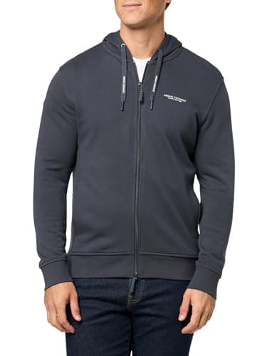 A|X Armani Exchange Men's Milano NY Cotton Hooded Zip Up Sweatshirt, India Ink