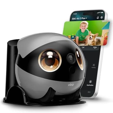 Enabot EBO Air 2 Plus FamilyBot 3K Home Camera Robot: Indoor Camera, Movable Robot Companion, 2-Way Video, AI Chat Mode, Auto-Recharge, Long Battery Life, Custom Facial Image, Night Vision