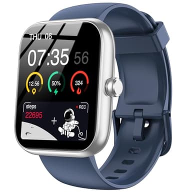 Smart Watch with Alexa Built-in, Bluetooth Calls/Notifications, 1.83" HD Health Fitness Tracker, 24/7 Heart Rate and Sleep Tracking, 120+ Sports Modes, IP68 Waterproof for iPhone and Android (Blue)