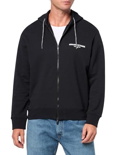 Armani Exchange Men's Back Logo Full Zip Hoody, Deep Navy, Large