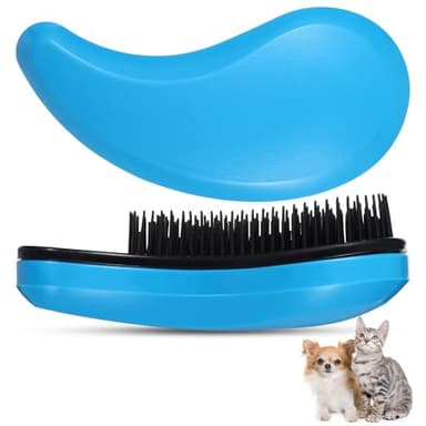 KFHENSOMR Small Dog Brush, Puppy Brush Grooming Tool, Gentle Cleaning Slicker Hair Brushes Remover for Teddy Yorkies Maltese Shih Tzu Chihuahua Cats Rabbits (Blue)