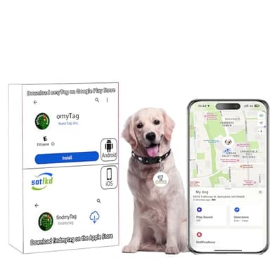 Dog Tracker-GPS Dog Collar-GPS Tracker for Dogs-Pet Tracker | Android and iOS Universal | No Monthly Fee | Waterproof | Works with Any Collar
