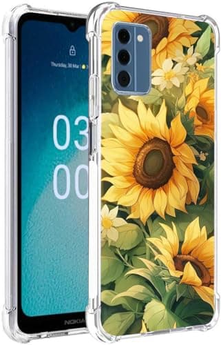 Bereajoy for Nokia C300 Case，PU Soft Rubber Four Corners Reinforced Anti-Fall Mobile Phone case Cover for Nokia C300 4G 2023 (Sunflower)