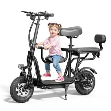 48V Electric Scooter with Seat, Adult Electric Scooters with Adult Seat, 500W Motor Peak 750W, 20 Miles, 18.75mph, Electric Scooter for Adults, Dual Braking System, 14" Tires