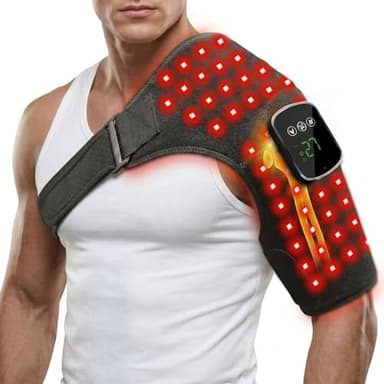 Red Light Therapy Belt for Shoulder Comfort - 5000mAh Cordless Heating Pad with 3 Massage Levels, 5 Light Modes, Adjustable Strap