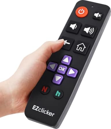 EZclicker Roku TV Remote | Big Button TV Remote Control for All Roku ONLY, Simple and Easy to Use, not for Roku Stick (2xAAA Batteries not Included) (Black)