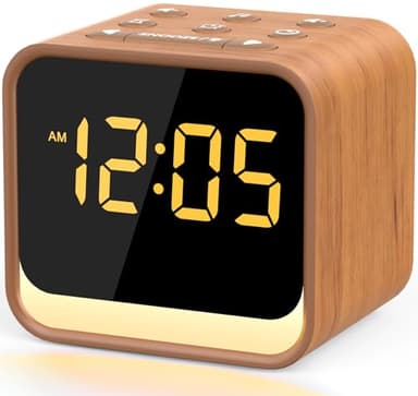 Housbay Wooden Sound Machine Alarm Clock for Bedrooms - Gentle Wake-Up with Birdsong, White Noise for Sleeping, Small Digital Clock for Phone-Free Routine