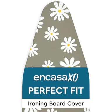 Encasa XO Ironing Board Cover and Pad 54"x18" - Thick 3mm Felt Padding, Drawstring Tightening & Lock, Easy Fit, Scorch & Stain Resistant, Fits X-Large Ironing Board - Daisy Grey