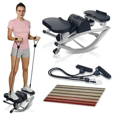 Rock Stepper Side to Side,Rock Stepper,Rock Stepper Machine for Exercise at Home- with Digital Display,Fitness Stepper for Arms,Legs & Glutes,Rock Stepper Workout for Office,Apartment (Black/Grey)