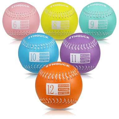 SYNGUCK Weighted Softballs Set of 6 - Training Softballs to Increase Pitching Speed, Arm Strength & Accuracy for Softball Players, Coaches & Athletes