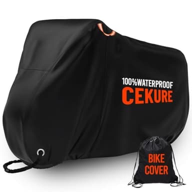 Cekure Outdoor Bike Cover Ultra WaterProof for 1-2 Bikes - Heavy Duty 210D Oxford Tear Resistant and Windproof Outdoor Storage Bicycle Cover, Stationary Bike Cover Comes with Carry Bag