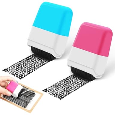 2 PCS Identity Theft Protection Roller Stamp, Protect Your ID Theft Protection Roller Stamp, Wide Roller Stamp for Mail Address ID Blackout