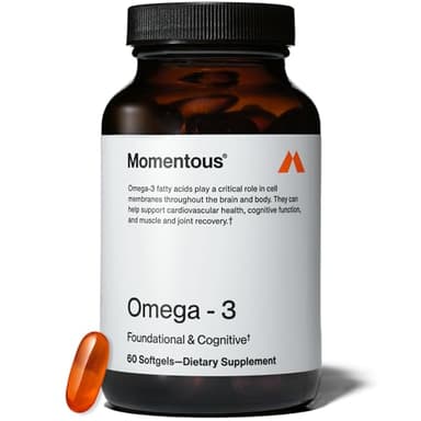 Momentous Omega-3 Fish Oil - High-Potency EPA & DHA Supplement for Men & Women - Supports Heart, Joint, & Brain Health - NSF Certified for Sport - Non-GMO - Gluten-Free - 1,600 mg - 30 Servings