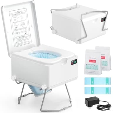 Modiwell Dry Flush Toilet – Waterless, Odorless, Self-Contained | Rechargeable Portable Toilet for RVs, Van, Boat, Tiny House, Off-Grid | Easier to Use Than Composting or Incinerator Toilets