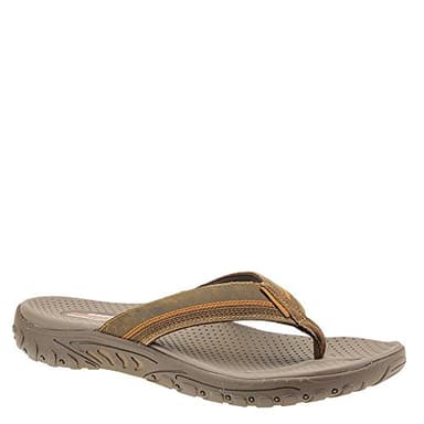 Skechers mens Relaxed Fit¿: Reggae - Cobano Flip Flop, Brown, 10 US