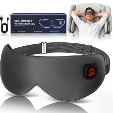 Cordless Heated Mask for Dry Eyes, Light Blocking Sleeping Mask, Warm Compresses Electric Heating Pad for Stye Treatment, Blepharitis, Sinus, Migraine - Gifts for Women and Men (Grey)