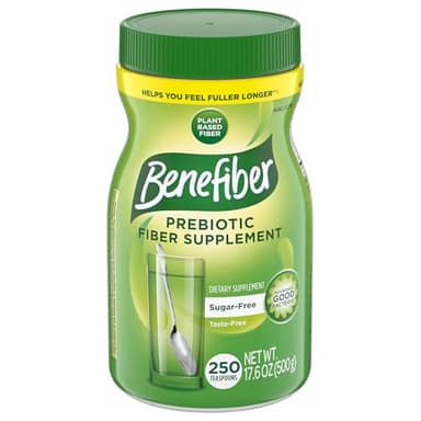 Benefiber Daily Prebiotic Fiber Supplement Powder for Digestive Health, Unflavored - 250 Teaspoons (17.6 Ounces)
