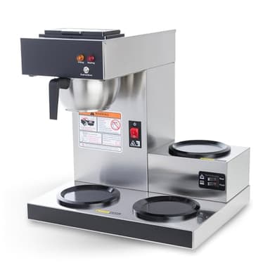 SYBO Commercial Coffee Maker 12 Cup, Pour Over Drip Coffee Maker Brewer with 3 Lower Warmers, Stainless Steel Cafetera