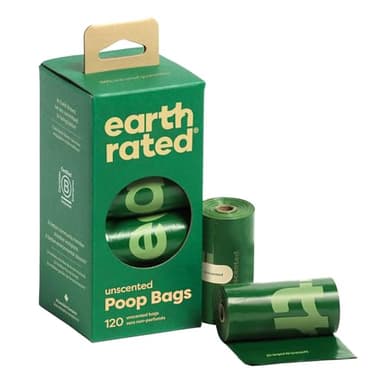 Earth Rated Poop Bags for Dogs Guaranteed Leak Proof and Extra Thick Waste Bag Refill Rolls, Unscented, 120 Bags