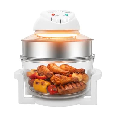 Turbo Air Fryer 18 QT Large Capacity, 1400W Convection Oven Countertop, Glass Airfryer Containers, Temperature Control Range 32℉-482℉/ 0 ℃ -250 ℃