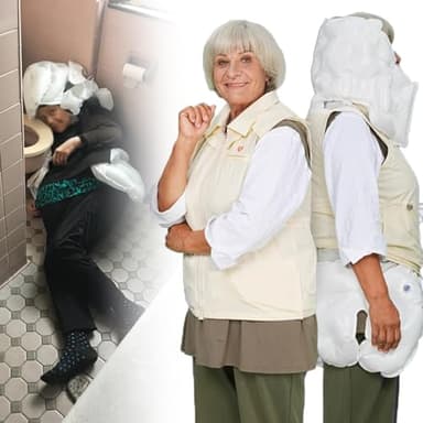 Smart Anti-Fall Airbags Vest, Wearable Airbags Jacket for Elderly Comes with APP to View Exercise Data, Reusable with Weak Health,Beige(Ms)-M