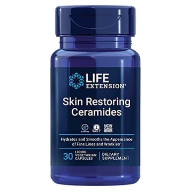 Life Extension Skin Restoring Ceramides* – Wheat Oil Extract – Hydrates & Smooths The Appearance of Fine Lines & Wrinkles – Gluten-Free, Non-GMO, 1-Daily, Vegetarian – 30 Liquid Capsules