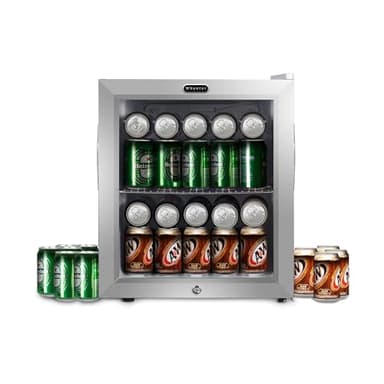 Whynter BR-062WS 68-Can Beverage Refrigerator with Glass Door, 1.6 Cu Ft Freestanding Drink Mini Fridge, Cubic Feet, Stainless Steel