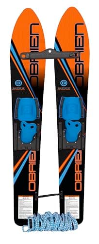 O'Brien All-Star Water Skis with Trainer Bar & Rope— Combo Waterskis for Kids & Beginners Learning to Ski