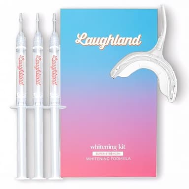Laughland Super Strength Teeth Whitening Kit, LED Mouthpiece, 3 Whitening Gel Syringes, 11% Hydrogen Peroxide, Glycerin, Aloe Vera & Mint, at Home Dental Care, 6+ Treatments