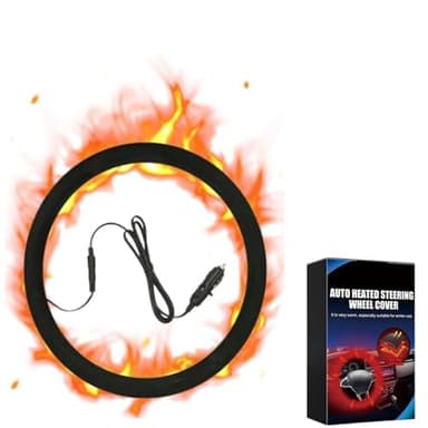 2025 New Heated Steering Wheel Cover, Steering Wheel Warmer for Car with Rechargeable Wireless, Steering Wheel Cover Heated for Winter, Diameter for Standard Size Car Steering Wheels (1 Set)