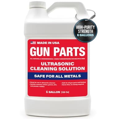 Ultrasonic Gun Cleaning Solution – 1 Gallon/128oz [Made in USA] Concentrated Formula Makes 6 Gallons - Safe for All Metals - Firearm Solvent for Brass & All Gun Parts - Easy Carbon Removal & Cleaning