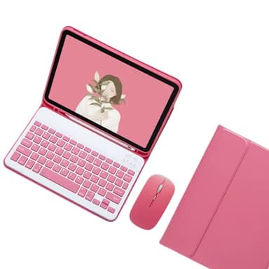 Keyboard Case with Mouse for iPad Mini 5/Mini 4 , Case for iPad Mini 5th & Mini 4th Generation 7.9 Inch with Keyboard and Mouse, Candy Slim Detachable Magnetic Keyboard with Pencil Holder (New Pink)