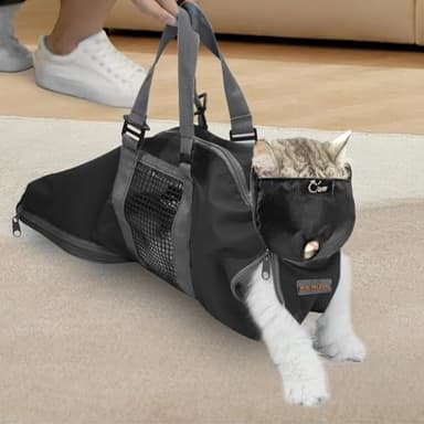 Cinf Cat Nail Clipping Cleaning Grooming Restraint Bag （Free Muzzle） No Scratching Biting for Bathing Nail Trimming Injecting Examining(Black,M)