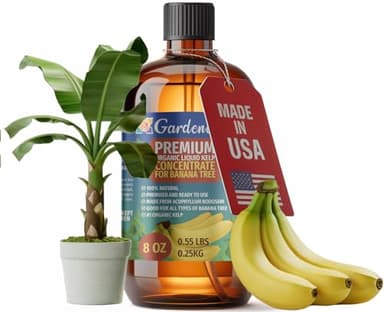 GARDENERA Premium Organic Seaweed & Kelp Superfood for Banana Trees - 8 oz - Liquid Kelp Fertilizer Concentrate (Makes 45 Gallons)