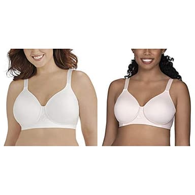 Vanity Fair Women's Beauty Back Full Figure Wirefree Bra (71380-Fashion Colors), 2 Pack-White/Quartz, 44DD