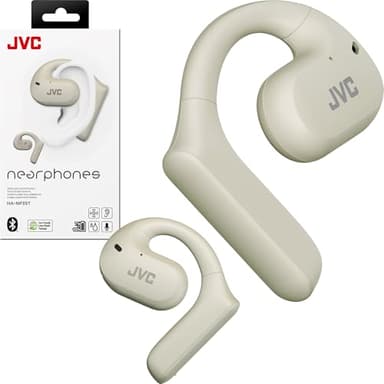 JVC Nearphones Open Ear True Wireless Headphones with 16mm Large Drivers for Powerful Sound, Single Ear use, and Long Battery Life (up to 17 Hours) - HANP35TW (White)