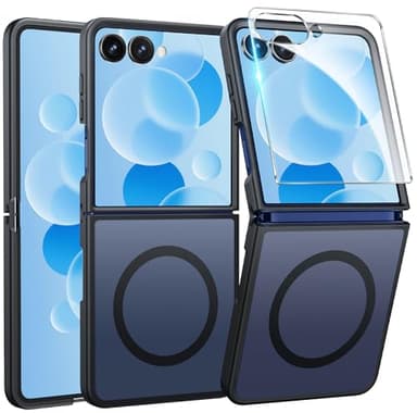 FNTCASE for Samsung-Galaxy Z-Flip-7 Magnetic Case:Translucent Matte Textured Military Grade Drop Protection Phone Cover - Durable Rugged Shockproof Protective Bumper Cases