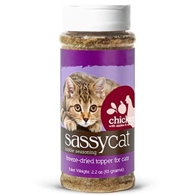 Herbsmith Sassy Cat Kibble Seasoning – Freeze Dried Chicken – Cat Food Topper for Picky Eaters – Chicken, Apples, and Spinach