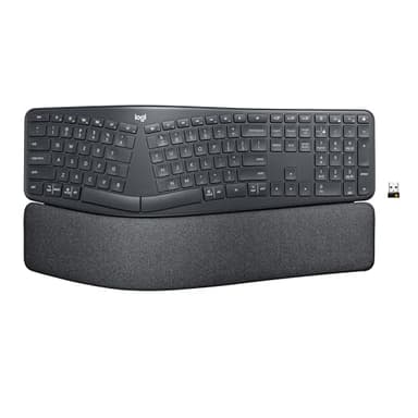 Logitech Ergo K860 Wireless Ergonomic Keyboard - Split Keyboard, Wrist Rest, Natural Typing, Stain-Resistant Fabric, Bluetooth and USB Connectivity, Compatible with Windows/Mac, Black