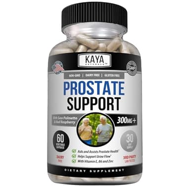 Kaya Naturals Prostate Support - Saw Palmetto, Potent DHT Blocker for Hair Growth, Promote Sleep, Beta Blocker to Reduce Frequent Urination, Support Bladder Emptying & Stamina Supplement (60 Capsules)