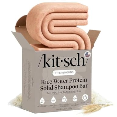 Kitsch Rice Water Shampoo Bar for Hair Growth – Strengthening Hair Shampoo for Men and Women – Reduce Breakage, Boosts Shine – Paraben, Silicone & Sulfate-Free, Vegan Hair Care - 3.5 oz
