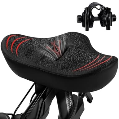 Upgrade Oversize Bike Seat for Men Women, Extra Wide Noseless Bicycle Seat Cushion, Waterproof Comfort Memory Foam Bike Saddle Fit for Peloton Bikes, Exercise Bike, EBikes, City Bike