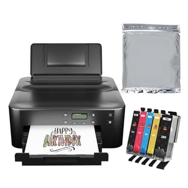 JIUPIN Topper Image Cake Printer Set with 5 Packs EDB 280281 Ink Cartridges, 25pcs Frosting Sheets