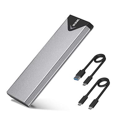 SSK M.2 NVME SATA SSD Enclosure Adapter, USB 3.2 Gen 2 (10 Gbps) to NVME PCI-E SATA M-Key/(B+M) Key Solid State Drive External Enclosure Aluminum Support UASP Trim for SSDs 2242/2260/2280