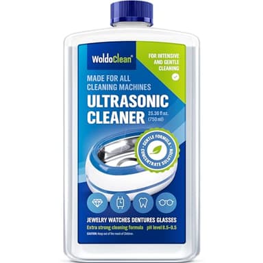 WoldoClean Ultrasonic Jewelry Cleaner Solution 25.4 Fl Oz - Concentrated Liquid for Sonic Machines, Glasses, Watches & Rings (Makes 7 Gallons)